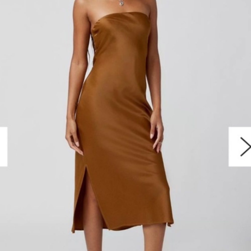 Urban outfitters Rina satin strapless midi dress
